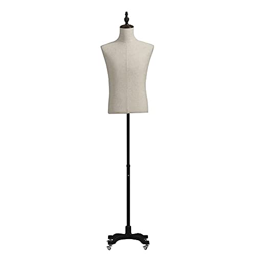 Mannequin Body Torso,Male Model Half-Length Suit Dress Props Window Dummy Clothing Display Rack Base with Universal Wheels