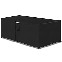 PATIO PLUS Rectangular Garden Furniture Set Covers with Air Vent, 600D Oxford Fabric Heavy Duty Patio Set Table Cover , Waterproof ，Windproof，250x250x90cm Black BLGFC250-BK-C