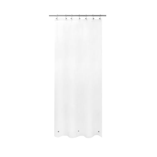 Image of Barossa Design Frosted Stall Shower Curtain Liner with 3 Magnets - 36 inch x 72 inch, Waterproof PEVA Shower Liner for Small Bathroom Stall, PVC Free, Metal Grommets - Frost, 36X72