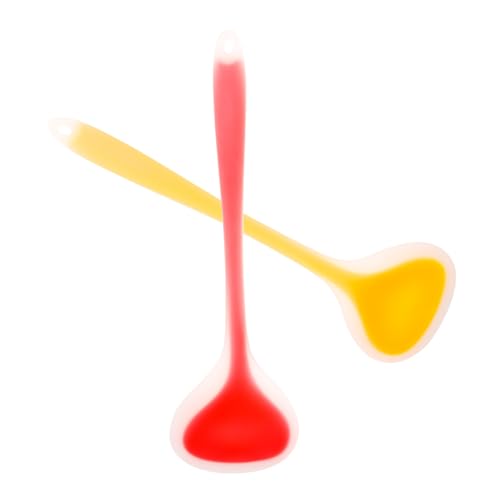 SOLUSTRE Set of 2 Large Silicone Soup Ladles Non-slip Cooking Spoons Scratch-resistant for Serving