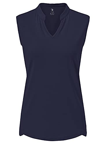 Image of BGOWATU Women's Golf Polo T-Shirts Sleeveless V Neck Collarless Tennis Shirts UV Protection Quick Dry Lightweight