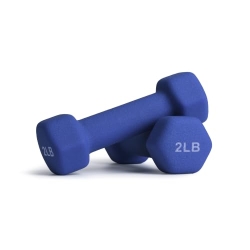 Portzon Dumbbells Neoprene with Non Slip Grip weight for Total Body Workout Compatible with of 2 Set,1-15 LB, Anti-Slip, Anti-roll, Hex Shape