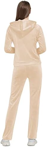 Woolicity Womens Sweatsuits Set Velour Tracksuit 2 Piece Outfits Set Zip Up Hoodies and Pants Sportswear Jogging Set