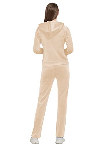 Woolicity Womens Sweatsuits Set Velour Tracksuit 2 Piece Outfits Set Zip Up Hoodies and Pants Sportswear Jogging Set