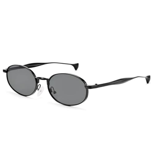 Lunettes de soleil punk femme monture métal ovale rétro verre dégradé vert UV400