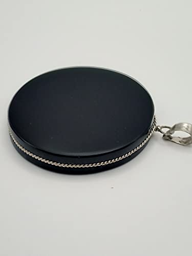 Genérico 1.9 Obsidian Round Pendant Necklace scrying, Disk, Polished, Black Round Mirror, Handmade, 1.9 in diameter2
