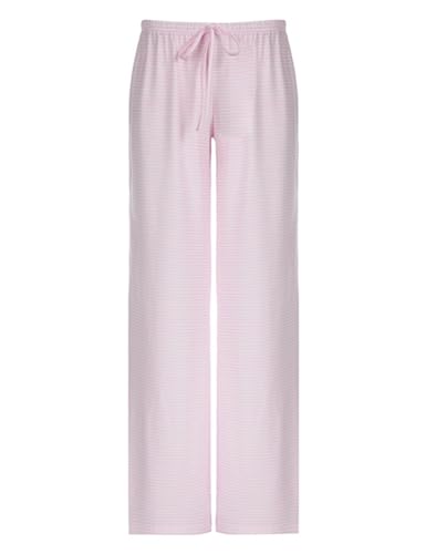 Women's Lounge Striped Wide Leg Pants, Low Rise Baggy Pajama Pants4