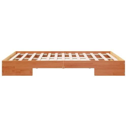 Vidaxl Struttura Del Letto In Legno Di Pino, Marrone Moderno, 150 X 200 Cm, Senza Bisogno Di Assemblaggio, Finitura Opaca Liscia, Robusto E Con Spazio Ideale Per Riporre, Perfetto Per Adulti, Una So - 8