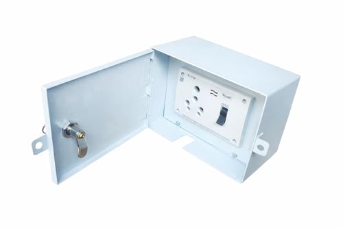 Image of Electric Lock Point | 15A Plug & 32A Mini Trip MCB | Waterproof | Outdoor & Underground EV Charging Point | Heavy-Duty 1.2MS Metal Sheet | Secure Lock System.