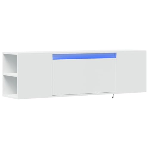 vidaXL Mobile TV a Parete con Luci LED Bianco 135x31x39,5 cm, Mobile TV sospeso a Parete, unità TV sospesa, unità TV montata a Parete