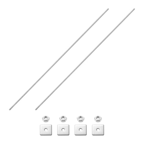 Image of sourcing map 2Pcs Fully Threaded Rod, M3 x 500mm 304 Stainless Steel Fully Threaded Studs with Nuts and Washers for Clamps, Hangers and U-Bolts, Silver