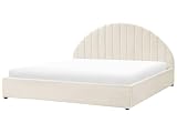 Beliani Bett Bouclé cremeweiß mit Bettkasten Lattenrost 180x200 cm hochklappbar Chadenet