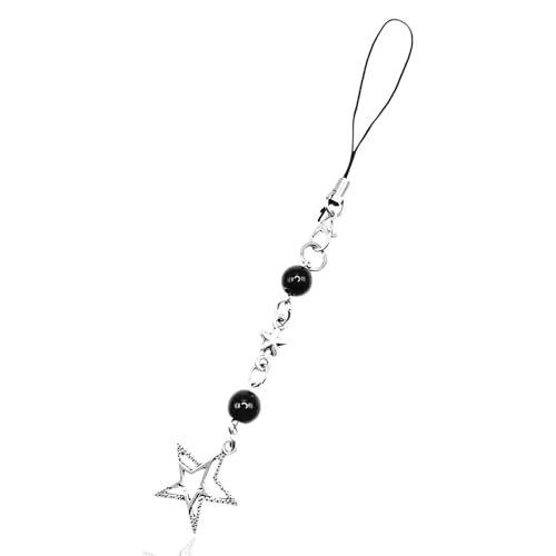 Black Star Mini Phone Charms Strap Y2K Cute Aesthetic Accessories Kawaii String Tings for Purse Backpack Airpods Pendants Decor