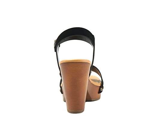 Image of Soda CHIVAS ~ Women's Bold Buckles Studded Wedge Sandal