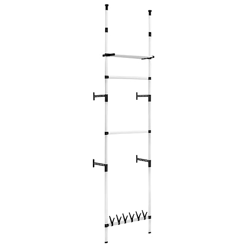 Gecheer Telescopic Wardrobe System with Rods and Shelf Aluminum