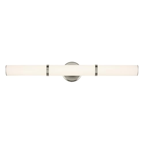 Image of Kichler Rosh 32 inch LED Bathroom Vanity Light Fixture with White Glass in Brushed Nickel, Modern Minimalist Bath Bar for Mirror Lighting Over Vanity (32 inch W x 5 inch H), 55189NILED