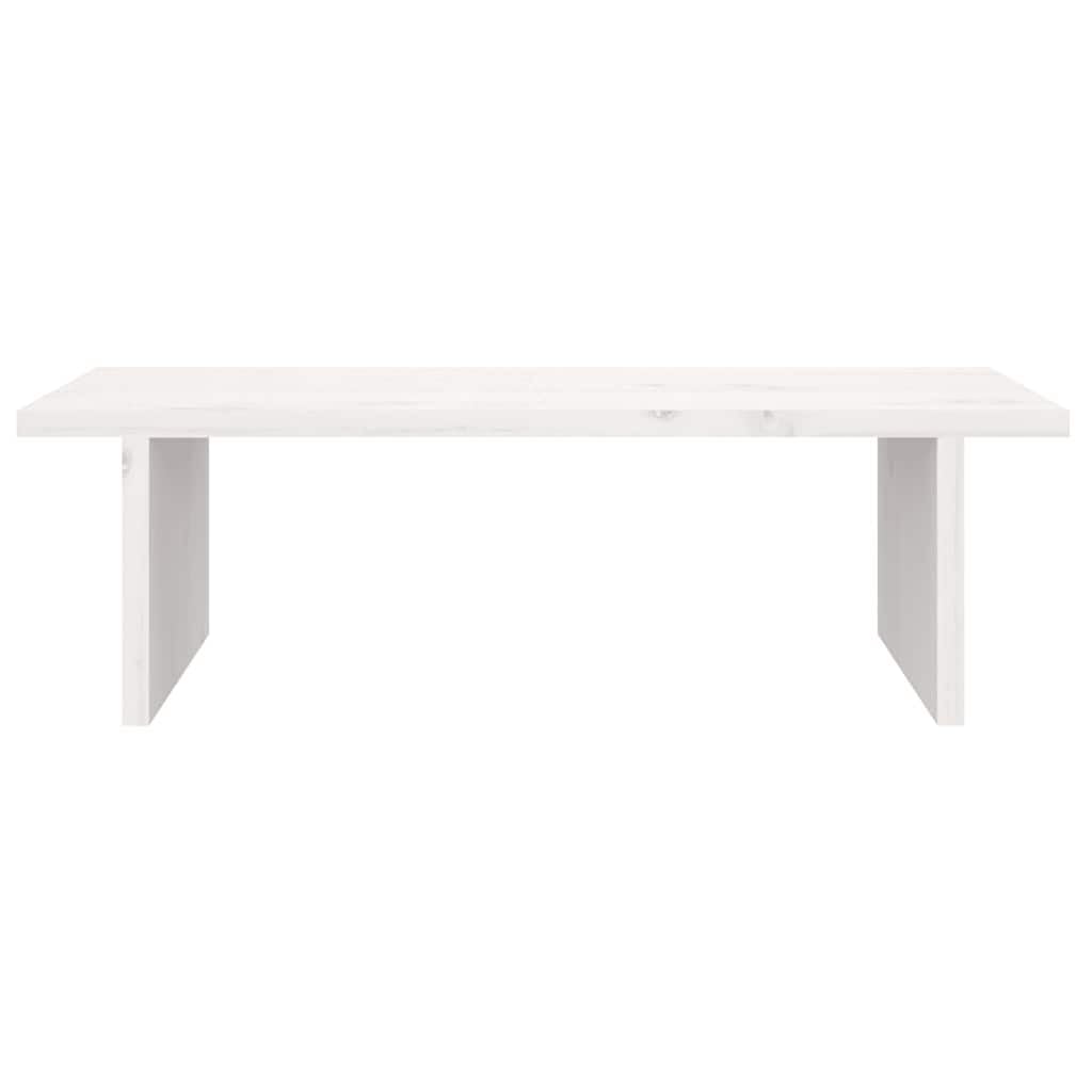 Supporto per monitor bianco in legno di pino massiccio, 50 x 27 x 15 cm, ergonomico, stabile, salvaspazio, per scrivania per computer, scrivania, tavolo da gioco in casa e soggiorno