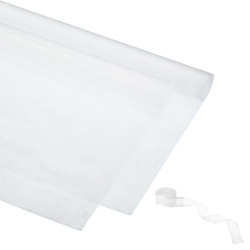 Papier d'emballage floral imperméable blanc 20 feuilles avec rubans