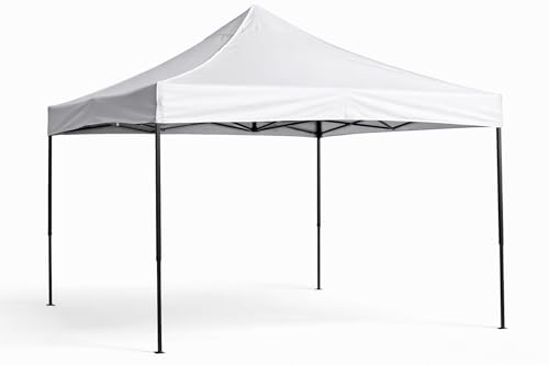 Gazebo Plegable 3x3 Metros, Cenador, Pergola, Carpas para Exteriores jardín, terrazas, Camping y Playa | Patas_Negras | Blanca