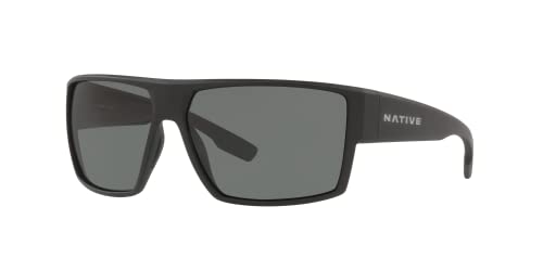 Native Man Sunglasses Matte Black Frame, Grey Lenses, 64MM