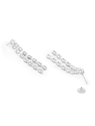 Juego de joyas de latón con brillo de circonita blanca y plata DMZ-1669