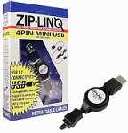 CABLES UNLIMITED ZIP-USB-C03 Zip-Linq USB-A to Mini USB 4 Pin Retractable Cable