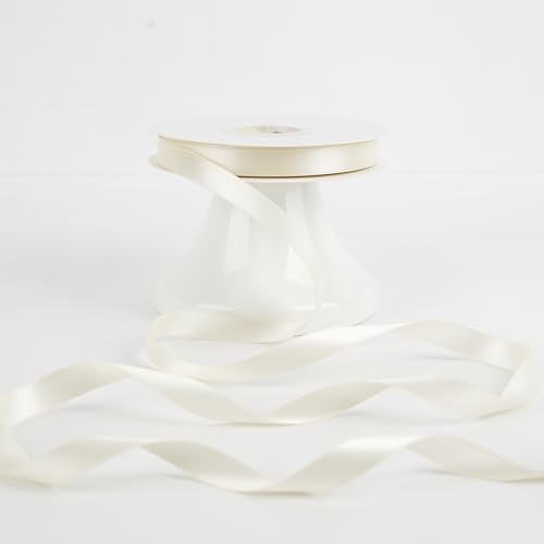 HUIHUANG Ivory Satin Ribbon 1/2 inch X 50 Yards Continuous, Off-White Double-Faced Satin Ribbon for Gift Wrapping, Bows, DIY Crafts, Flower Bouquet, Wedding Bridal Shower Decor, Flower Crowns