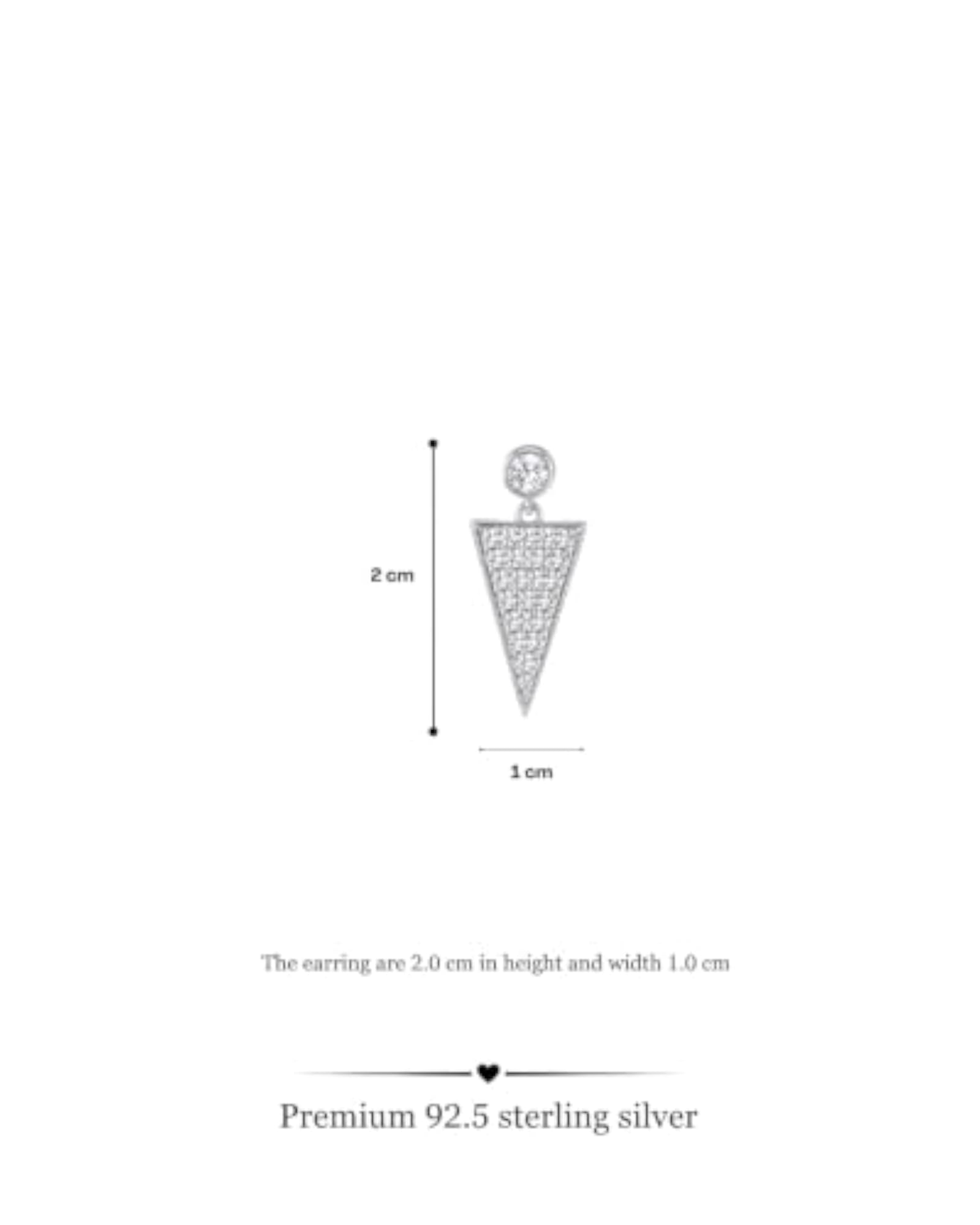 Women's 925 Sterling Silver Geometric Drop Earrings, Rhodium Finish