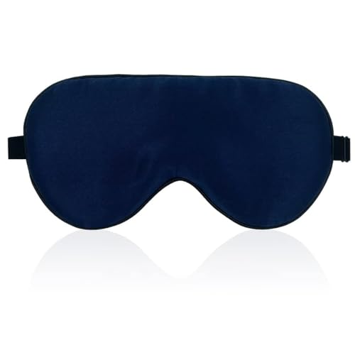 townssilk Máscara de dormir 100 % seda com alça ajustável, confortável e super suave, azul marinho