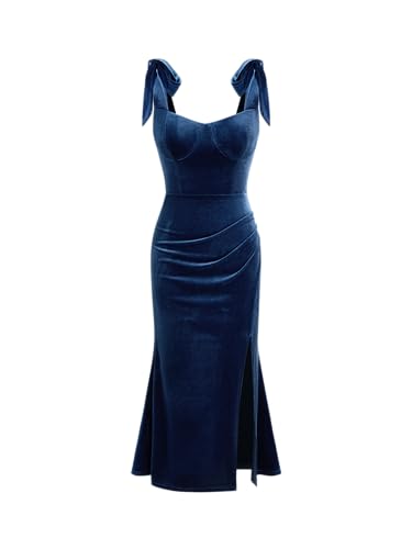 CIDER Velvet Dress Ruched Sweetheart Neckline Split Maxi Dress Elegant Party Dresses Slim Fit