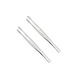 JZK Stainless Steel Flat Head Tweezers for Stamps, Crafting and Jewellery Making