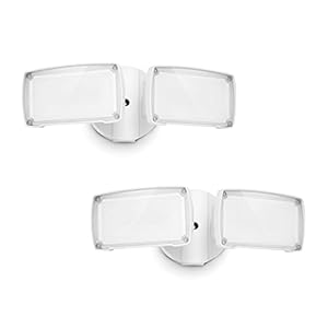 UME 2-Pack 19W Dusk to Dawn LED Security Light Outdoor, 2 Adjustable Head, 2000LM, 5000K, IP65 Waterproof, Super Bright Flood Light with Photocell for Garage,Yard,Exterior,Entryway(White)