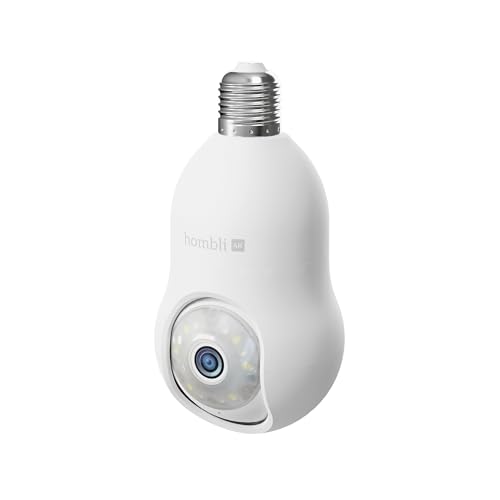 Hombli Bulb Cam mit 4K UHD-Auflösung, Nachtsicht in Farbe, Infrarot, Bewegungsverfolgung, Alarm, Audio, kompatibel mit Alexa und Google, E27-Fassung