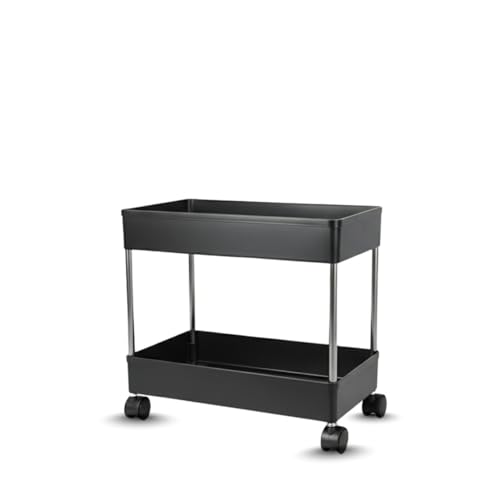 MASHUR FAB – Multi-Purpose Plastic Storage Trolley for Kitchen | Rolling Utility Cart with Smooth Wheels | Slim Slide-Out Shelf Rack for Home & Bathroom Use (2 LEYAR)