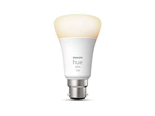 Philips Hue White Single Smart Bulb LED [B22 Bayonet Cap] - 1100 Lumens (75W equivalent). Works with Alexa, Google Assistant and Apple Homekit