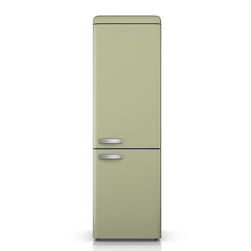 Swan Retro 70/30 Fridge Freezer with 4 Glass Shelves, 3 Freezer Drawers, Salad Crisper, Chrome Wine Rack, Green, SR11020GNE