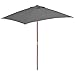 vidaXL Sombrilla Palo Madera 150x200 cm Antracita Parasol Toldo Patio Jardín