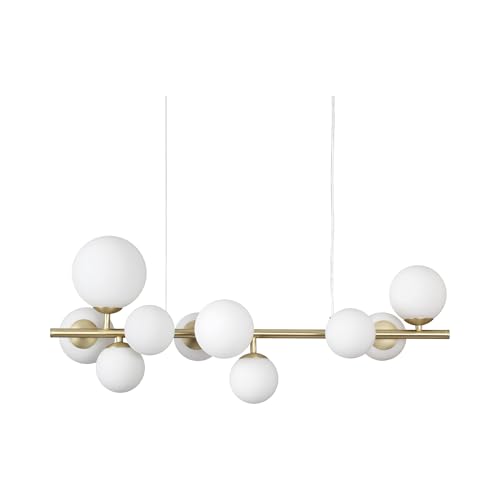 Image of Ideal Lux Perlage 10 Light Linear Globe Pendant Ceiling Light Brass