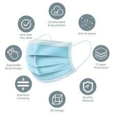 3-Ply Disposable Face Mask 50 Pcs – 3 Layer Face Mask Disposable Breathable and Comfortable Elastic Ear Loop
