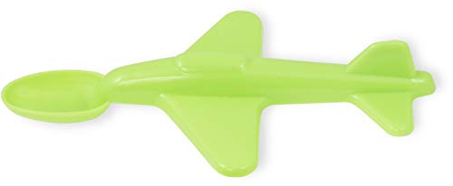 Neon Kids - Cuillère pour bébé en forme d'avion, spéciale pour les premiers repas. Encourage l'apprentissage et le divertissement. (vert)