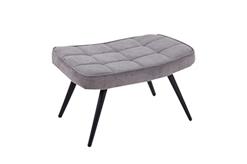 byLIVING Hocker UTA/gepolsterter Fußhocker in Cord-Stoff grau mit Ziersteppung/Gestell schwarz pulverbeschichtet/Fuß-Ablage/Sitzhocker/Fußbank / 60 x 39 x 41 cm (BxHxT) byLIVING Hocker UTA/gepolsterter Fußhocker in Cord-Stoff grau mit Ziersteppung/Gestell schwarz pulverbeschichtet/Fuß-Ablage/Sitzhocker/Fußbank / 60 x 39 x 41 cm (BxHxT)