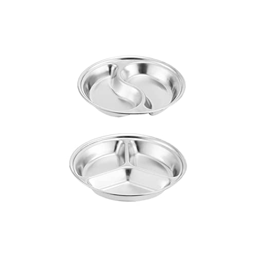 NAMOARLY 4pcs Stainless Steel Seasoning Dish Mini Plates Seasoning Dish Grid Appetizer Dish Dried Fruit Snacks Sauce Dishes Tray Appetizer Sauce Bowls Flavor Compartment Sauce Dish Silver
