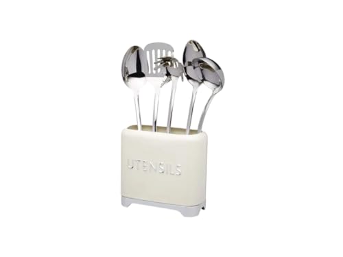 KitchenCraft Lovello Utensil Holder, 2 x 1 x 16 cm - Vanilla Cream