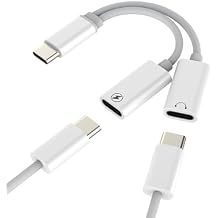USB C Splitter Adapter Headphone for Iphone 17 16 15 Pro Max Charger Type C Cable to Aux Jack Audio 2in1 Double Female Charging for Ipad Dongle Headset DAC Wired Multi for Apple Galaxy Car Earphones