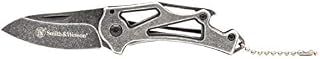 Smith & Wesson Stonewash 5.25in Stainless Steel Folding Knife with 2.25in Drop Point Blade and Handle for Outdoor Survival, Camping and EDC