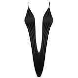 MODSON Women's Extreme Mini Sling Lingerie Micro Halter Ties Up Swimsuit, V-string Black, One Size