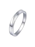 Homxi Anillo Boda de Oro Blanco Hombre 14K, Redondo Simple, Anillos de Alianza Plata Hombre, Talla 26(66mm)