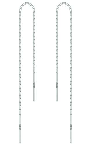 Gintan Sterling Silver Threader Earrings, Gold Chain Earrings Hypoallergenic Threader Dangly Earrings Ear Threader Earrings for Women, 3 Inch & 4 Inch (silver/4 inches)