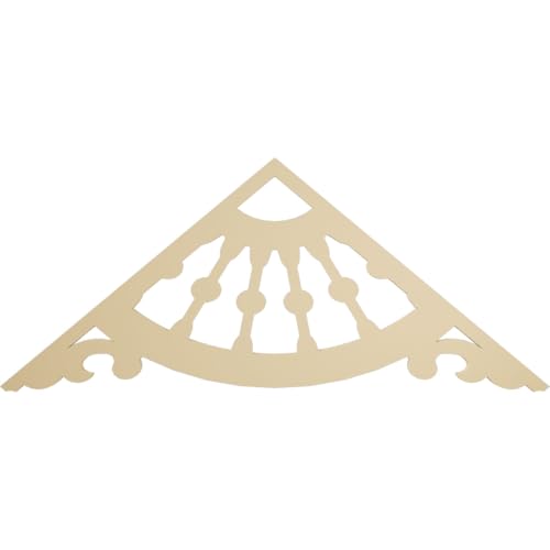 72"W x 30"H x 1 1/2"P (10/12) Pitch Wagon Wheel Signature Urethane Gable Pediment, Primed Tan