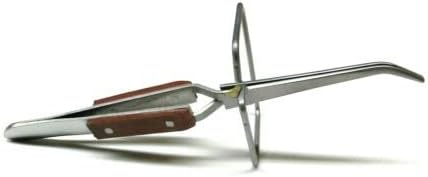 Fiber Grip Tweezers Bent Tip Cross Lock with Stand Up Cross Locking Soldering By JTS